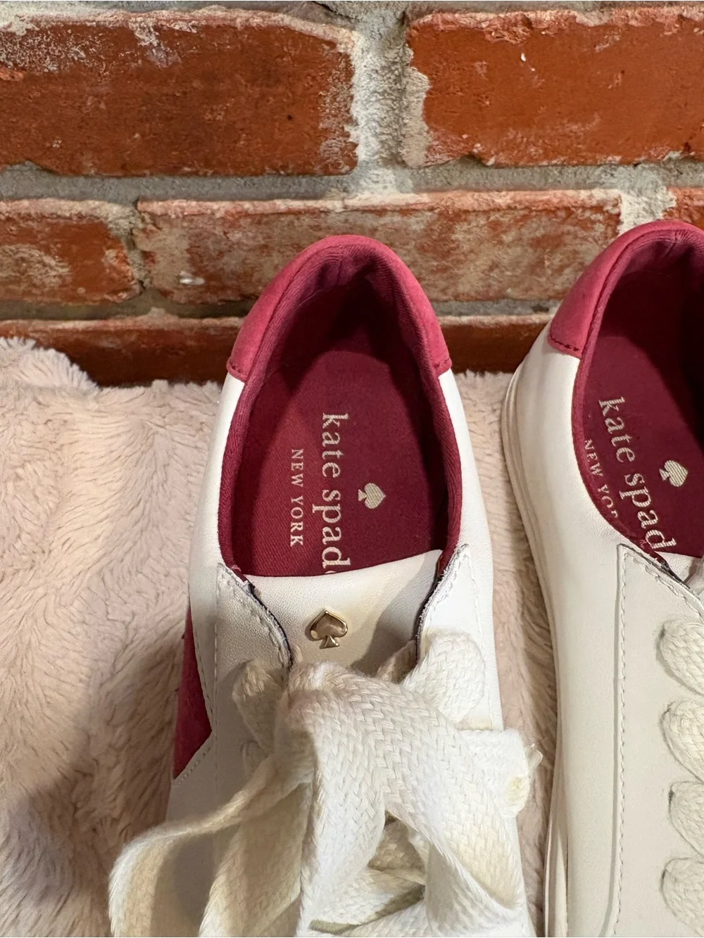 Kate Spade New York Fez White Leather Suede Spade Platform Sneakers Size 8B